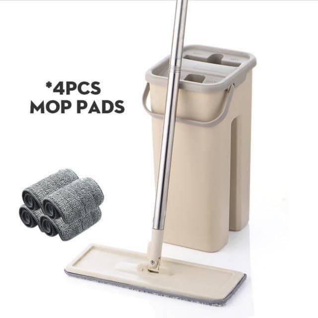 Flat Mop Home Cleaner With Basket