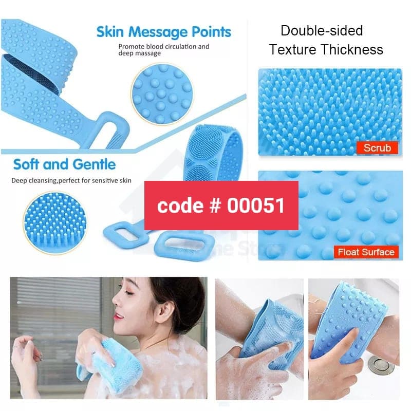 Silicone Double Sided Long Handled Bathing Mud Towel
