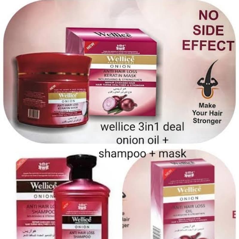 Wellice Shampoo 400ml/ Hair Mask 200ml/ Hair Oil 40ml  3 In 1