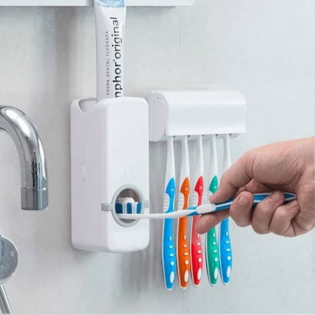 Toothpaste + Toothbrush Holder Dispenser