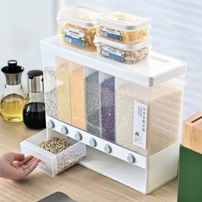 10KG Sealed Food Storage Box Rice & Cereal Dispenser 6 Moisture Proof Plast