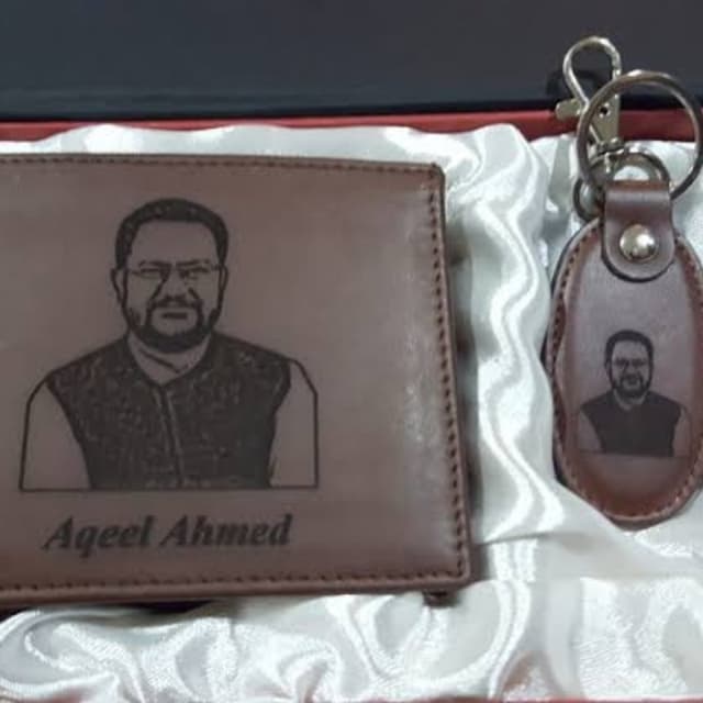 Customized Original Leather Wallet & Keychain