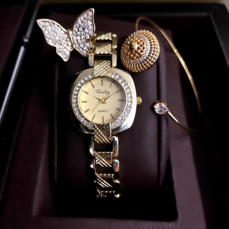 New Model Ladies Reverly Jewelry Watch + Spinner + Bangle + Ring