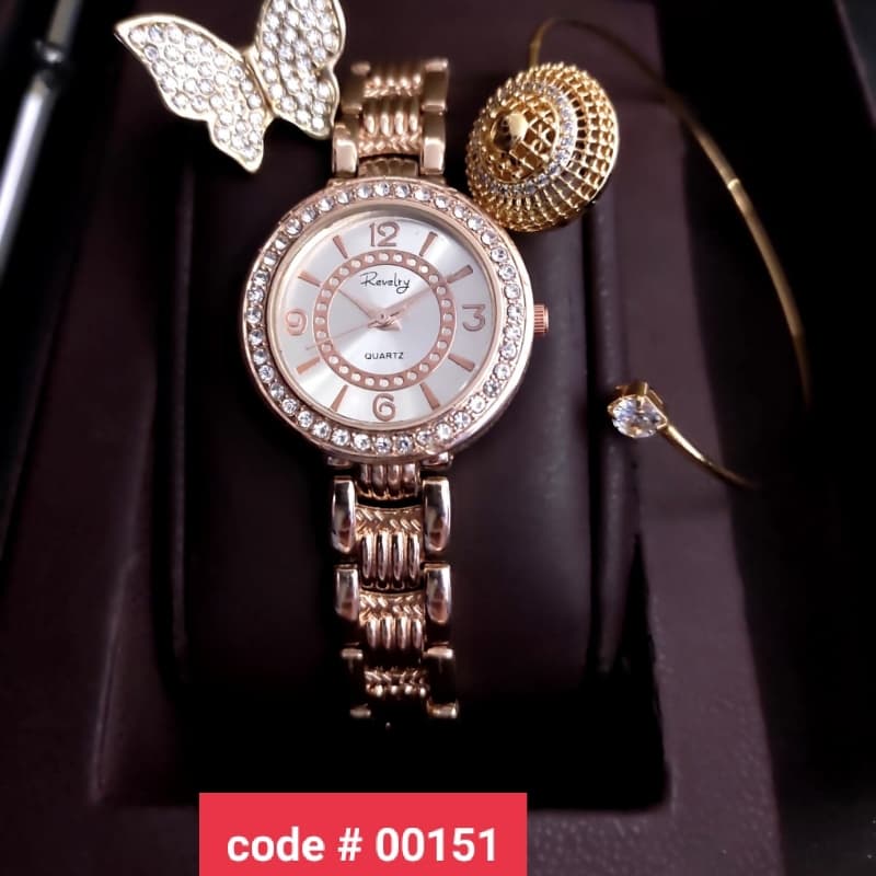 New Model Ladies Reverly Jewelry Watch + Spinner + Bangle + Ring