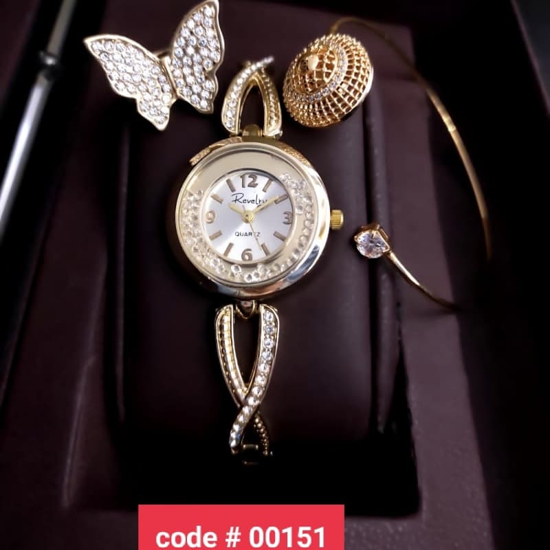 New Model Ladies Reverly Jewelry Watch + Spinner + Bangle + Ring