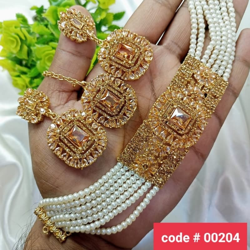 Manjoos Choker Globand/ Zarcon Stone/ 10 Colors Available Best Quality