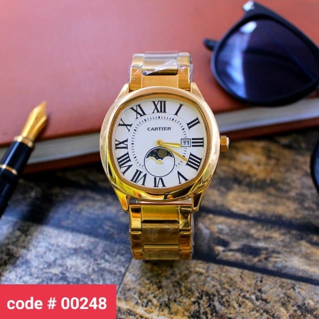 Cartier Down Second Working With Date Steel Chain For Mens