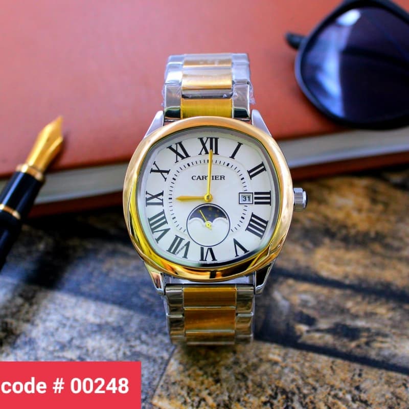 Cartier Down Second Working With Date Steel Chain For Mens